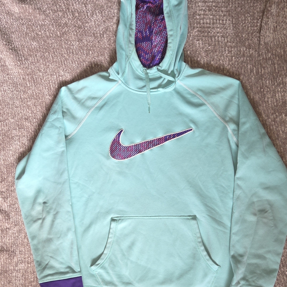 Womens Nike Aqua Hoodie with Purple Accents